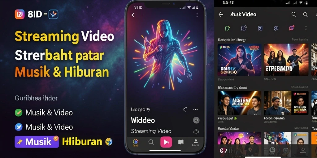 Tampilan antarmuka utama aplikasi 8ID dengan fitur streaming video