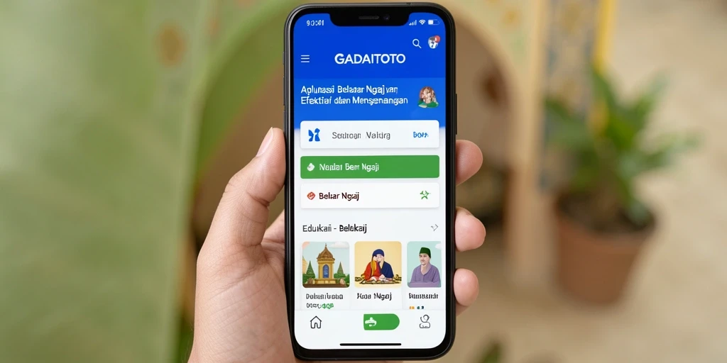 Tampilan antarmuka GADAITOTO yang menarik untuk Belajar Ngaji.