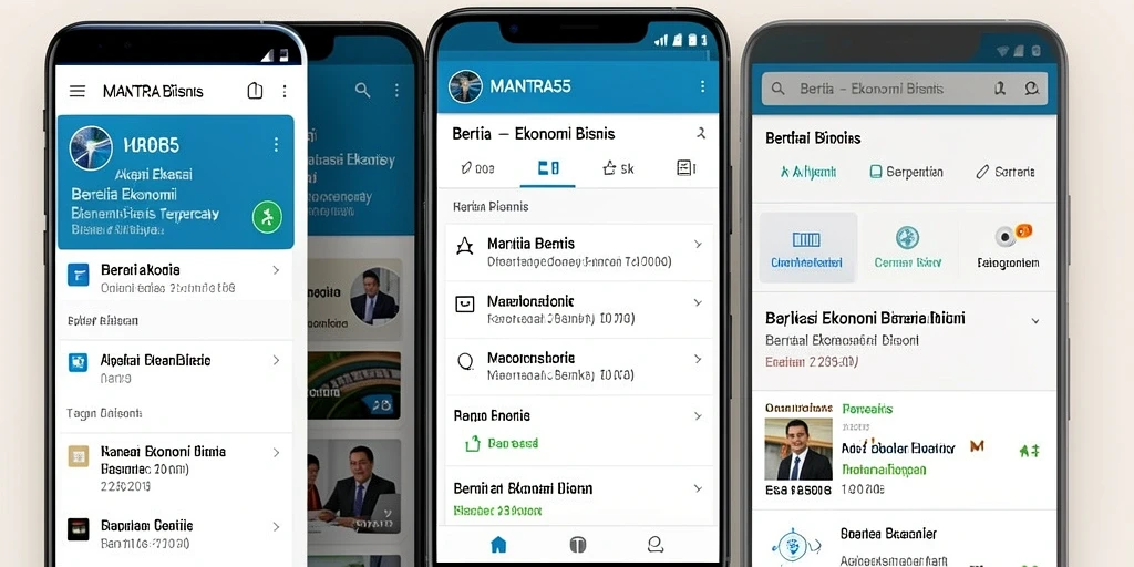 Antarmuka aplikasi MANTRA55 menampilkan berita ekonomi dan bisnis terbaru.