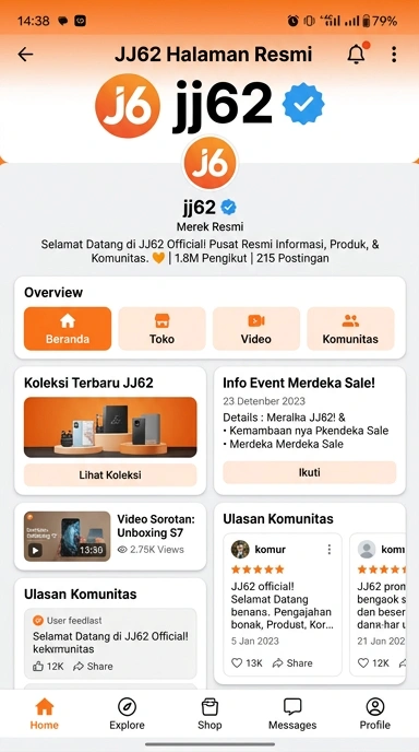 Tampilan kanal resmi jj62